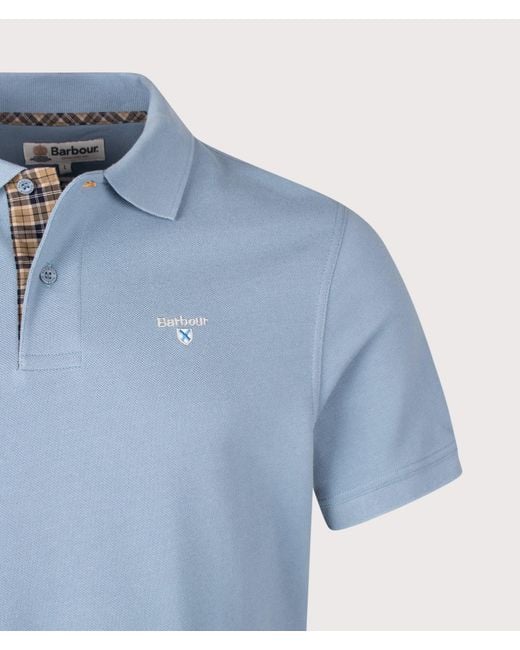 Barbour Blue Tailored Fit Tartan Piqué Polo Shirt for men