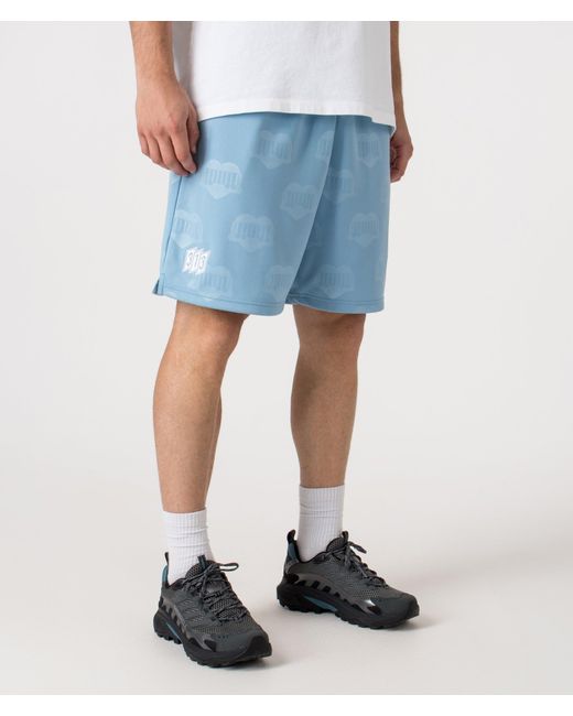Carhartt Blue Relaxed Fit Hartt Football Shorts for men