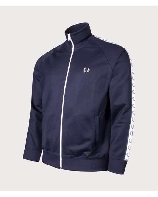 Fred Perry Blue Zip Through Taped Track Top for men