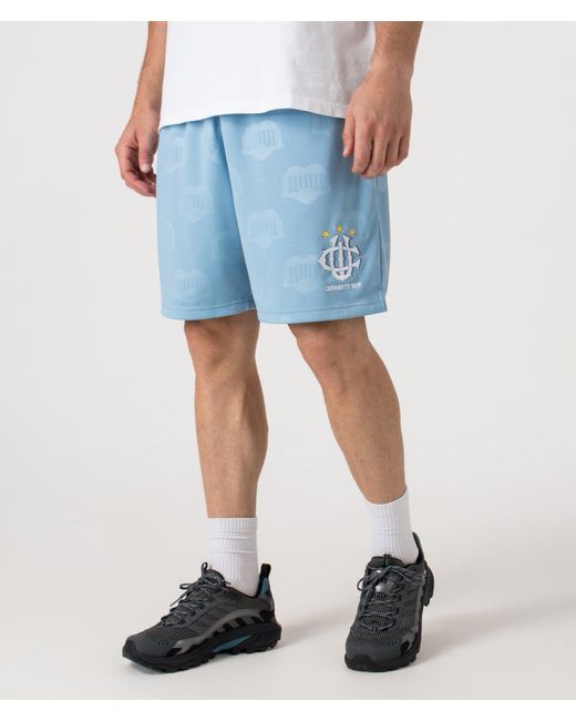 Carhartt Blue Relaxed Fit Hartt Football Shorts for men