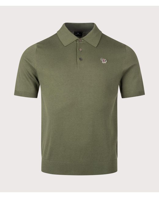 Paul Smith Green Regular Fit Zebra Badge Knitted Polo Shirt for men