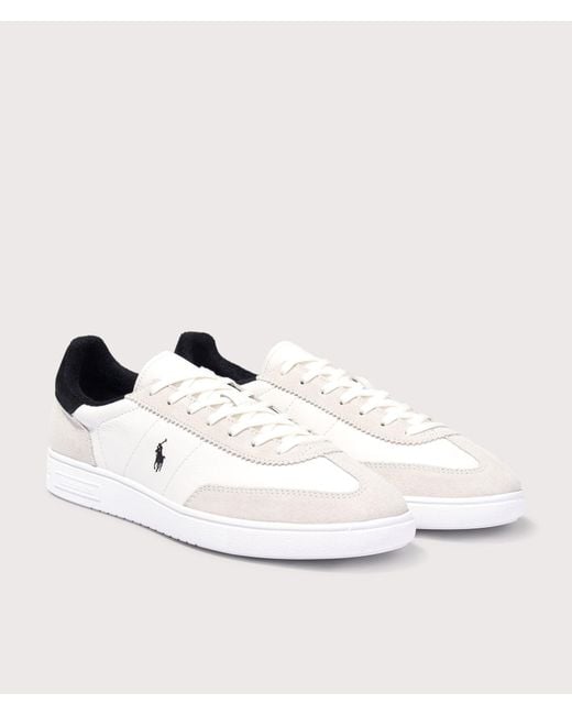 Polo Ralph Lauren White Bedford Leather-Suede Sneakers for men