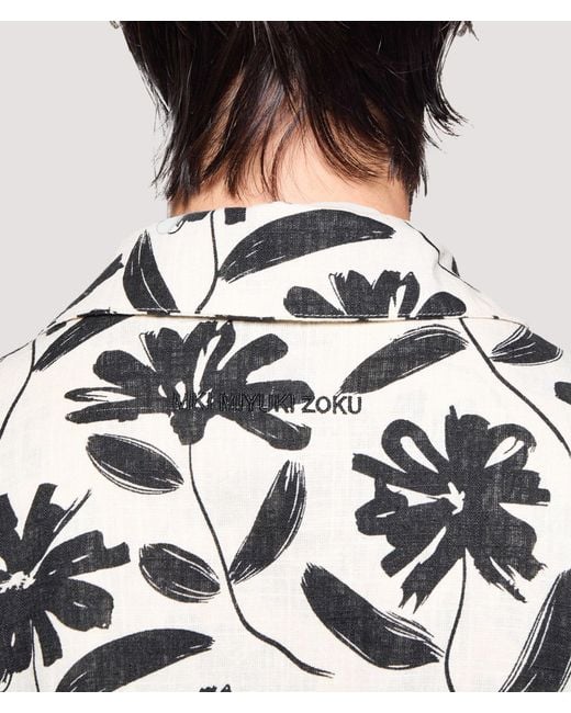 MKI Miyuki-Zoku White Box Fit Floral Linen Dress Shirt for men