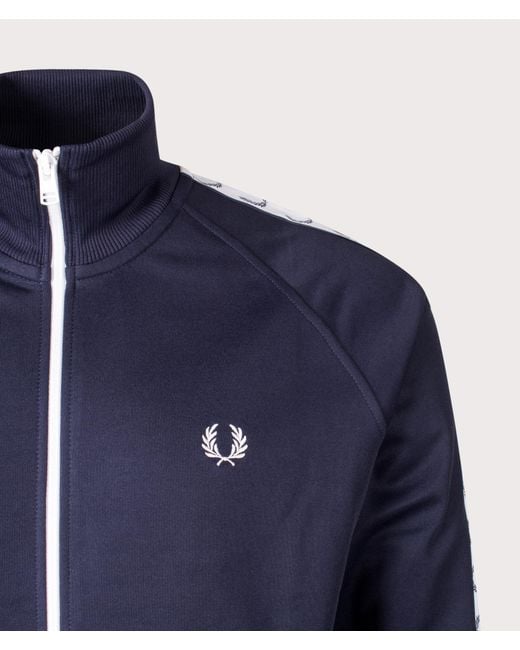 Fred Perry Blue Zip Through Taped Track Top for men