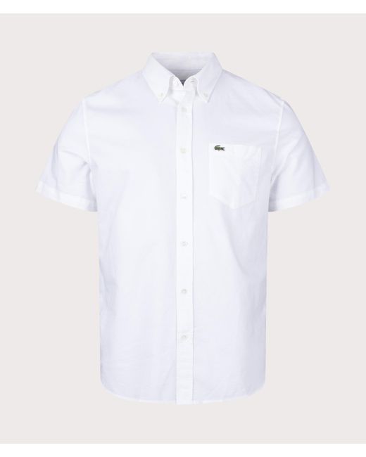 Lacoste White Short Sleeve Oxford Shirt for men