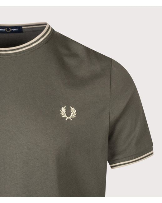 Fred Perry Green Regular Fit Twin Tipped T-Shirt for men