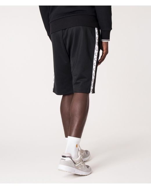 Fred Perry Black Regular Fit Taped Tricot Shorts for men