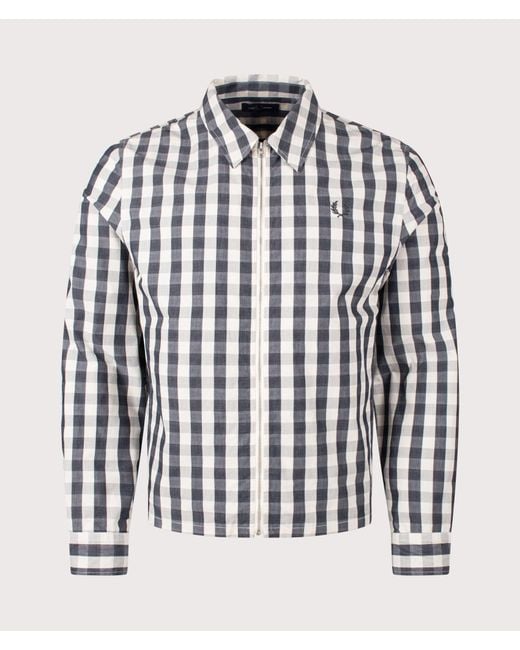 Fred Perry White Regular Fit Poplin Check Overshirt for men