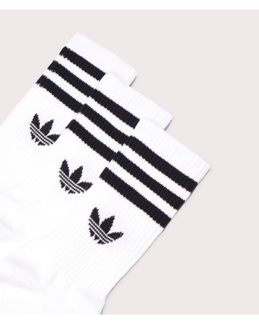 Adidas Originals White 3 Pack 3 Stripes Crew Socks for men