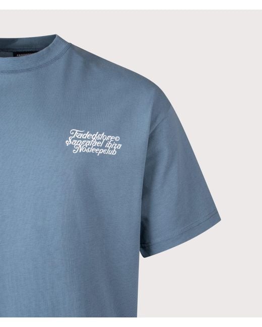 Faded Blue Relaxed Fit Nsc Face T-Shirt for men