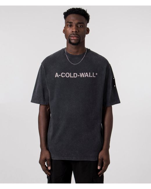 A_COLD_WALL* Blue * Relaxed Fit Overdye Logo T-shirt for men