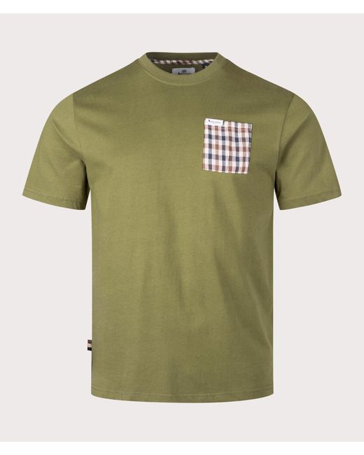 Aquascutum Green Club Check Pocket T-Shirt for men
