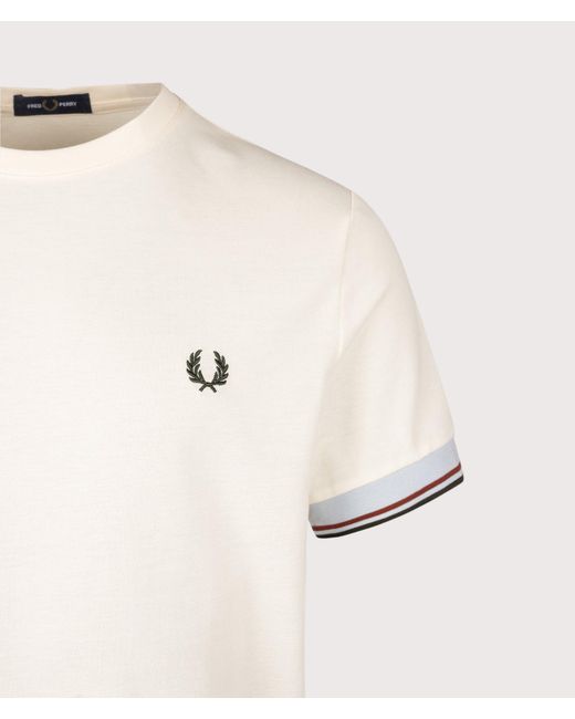 Fred Perry Natural Regular Fit Twin Tipped Cuff T-Shirt for men