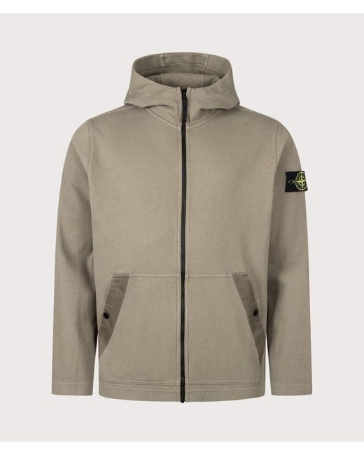 Stone Island Natural Organic Cotton Interlock Zip Through Hoodie for men