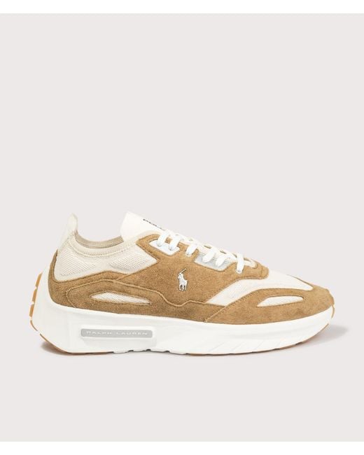 Polo Ralph Lauren Natural Boerum Suede-Paneled Knit Trainers for men