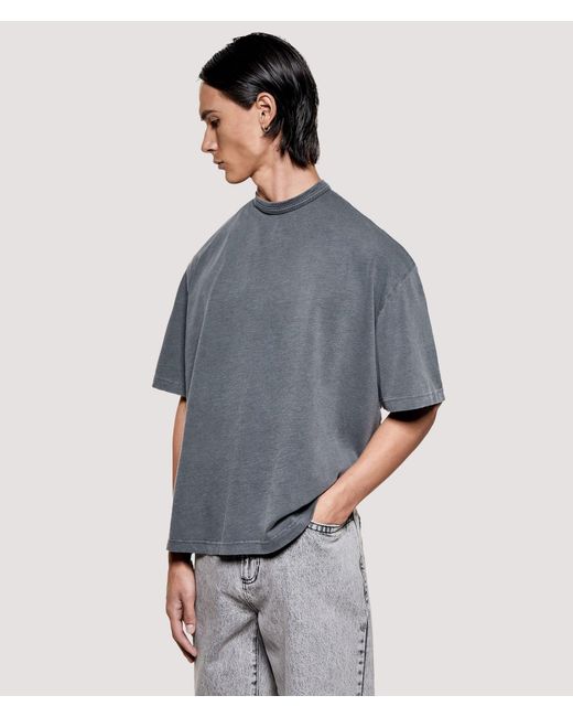 MKI Miyuki-Zoku Blue Relaxed Box Fit 220 Gsm Slub T-Shirt for men