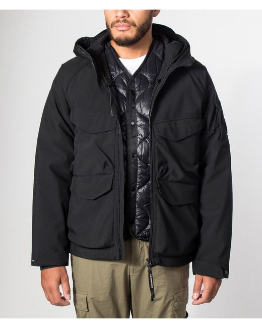 C P Company Blue C.P. Shell-R Padded Hooded Lens Jacket for men