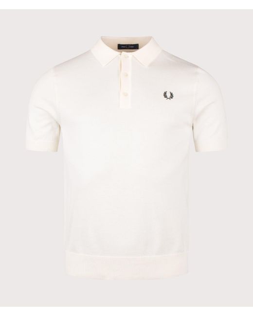 Fred Perry Natural Regular Fit Supima Cotton Knitted Polo Shirt for men