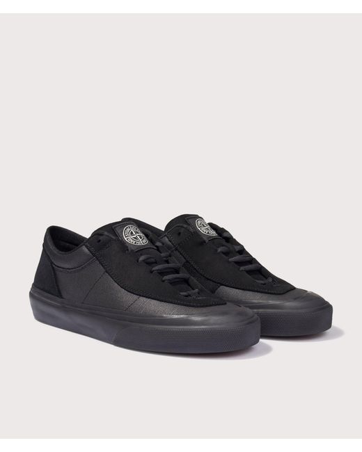 Stone Island Black Canvas Suede Low Top Trainers for men
