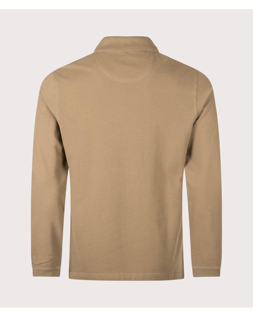 Barbour Natural Regular Fit Essential Long Sleeve Tartan Piqué Polo Shirt for men