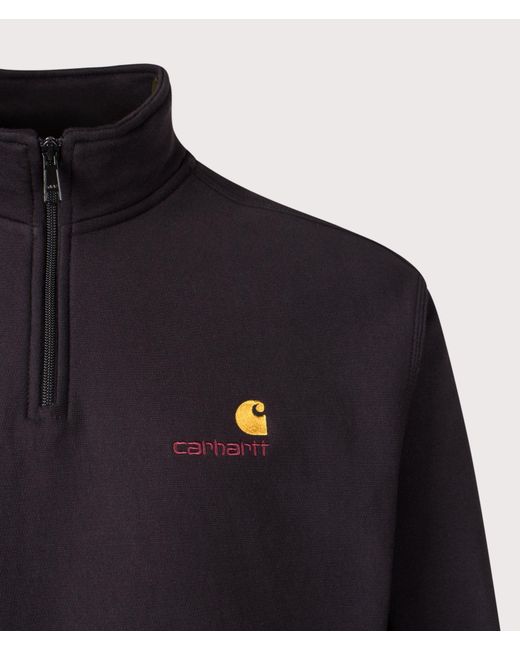 Carhartt Blue Loose Fit Quarter Zip American Script Sweatshirt for men