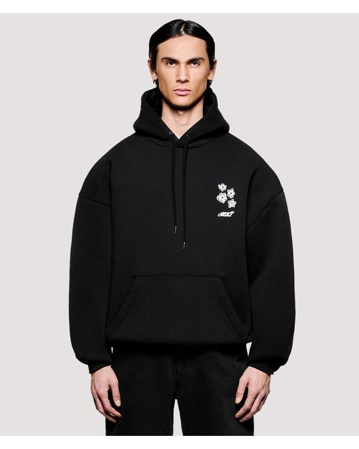 MKI Miyuki-Zoku Black Box Fit Hibiscus Hoodie for men