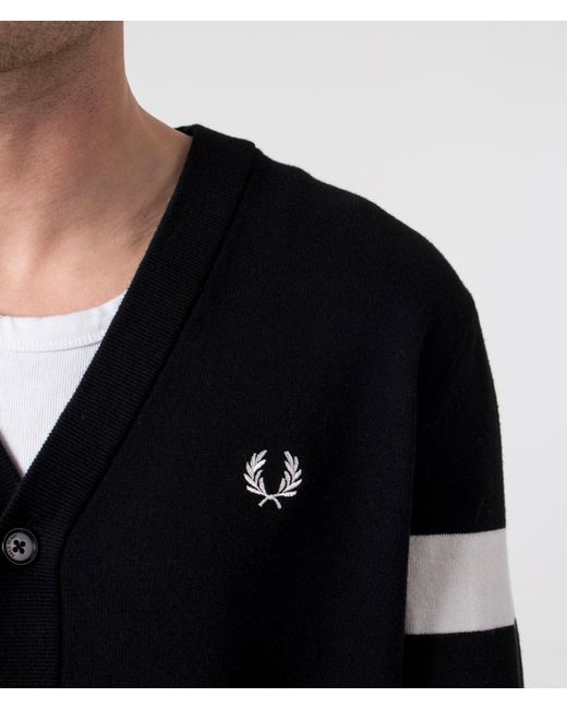 Fred Perry Black Tipped Sleeve Cardigan for men
