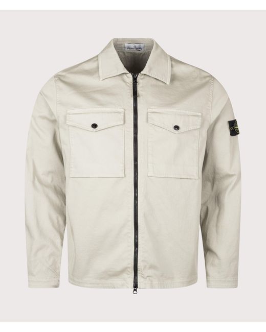 Stone Island Natural Stretch Organic Cotton Satin Overshirt for men