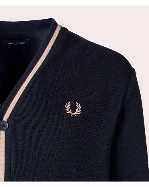 Fred Perry Blue Tipped Pique Texture Cardigan for men