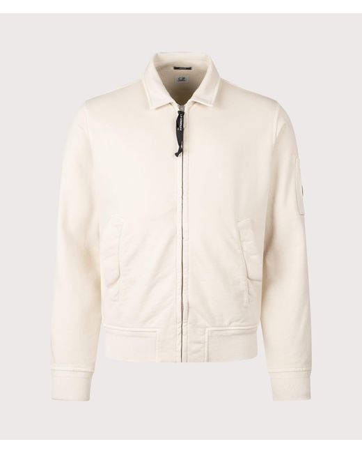 C P Company Natural Diagonal Fleece Zip Lens Sweatshirt for men