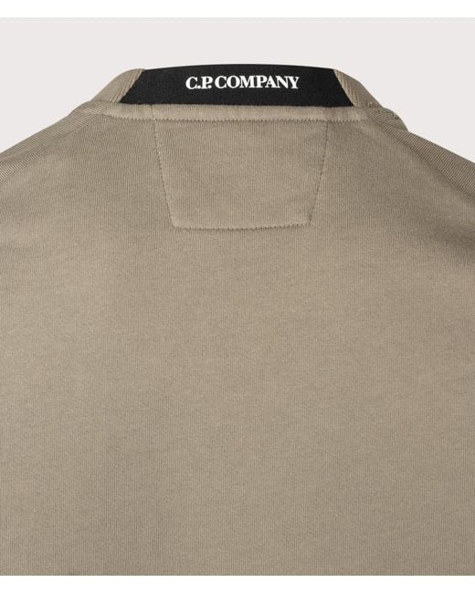 C P Company Natural Diagonal Raised Fleece Crewneck Lens Sweatshirt for men