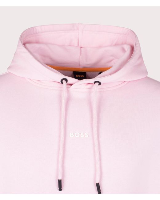 Boss Pink Wesmall Logo Hoodie for men
