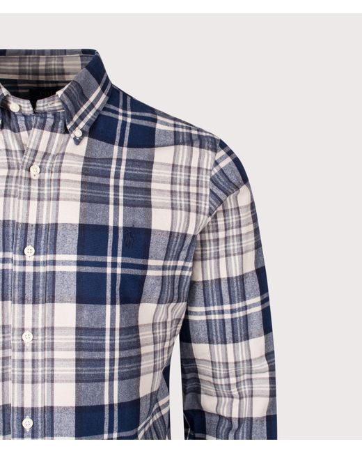 Polo Ralph Lauren Blue Custom Fit Brushed Oxford Shirt for men