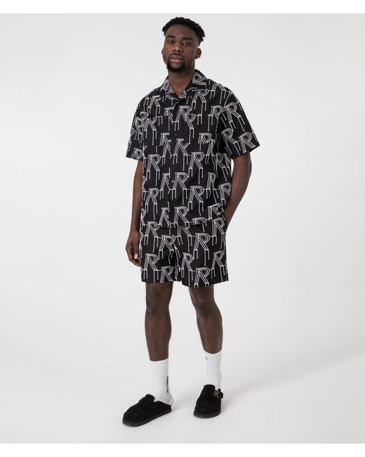 Represent Black Embroidered Initial Tailored Shorts for men