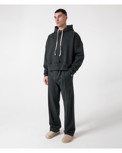 FLORENCE BLACK Gray Oversized Crop Hoodie V3 for men