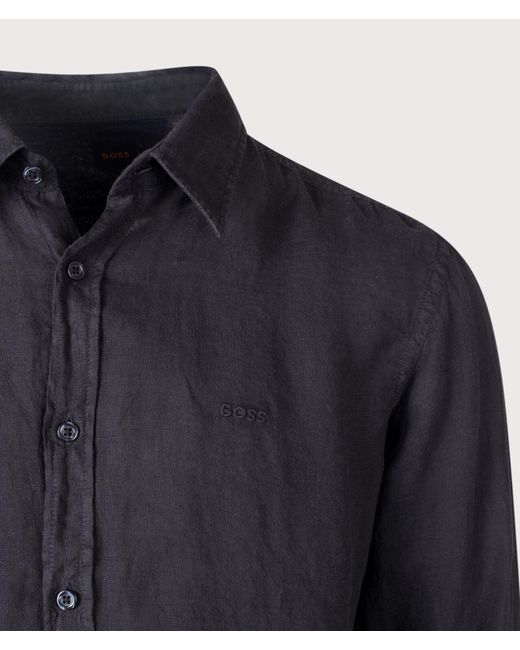 Boss Blue Regular Fit Linen Shirt for men