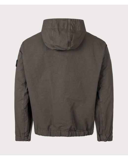 Stone Island Gray Comfort Fit Organic Cotton Ripstop Hooded Overshirt for men