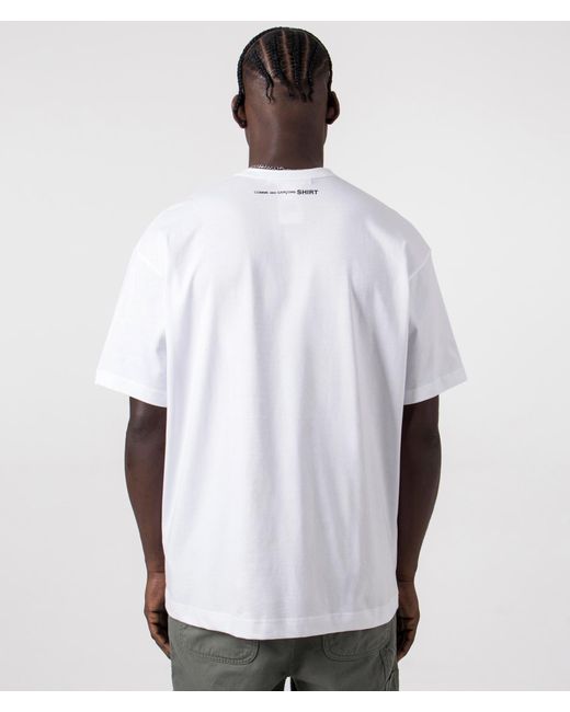 Comme des Garçons White Script Neck Logo T-shirt for men