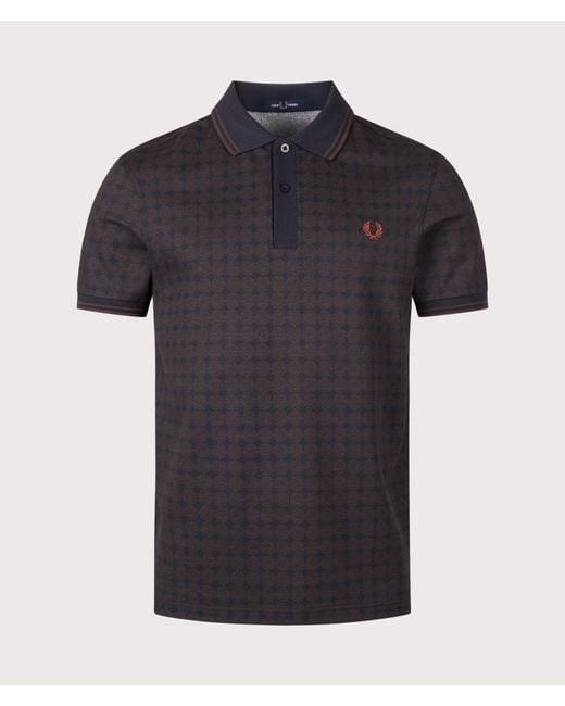 Fred Perry Black Regular Fit Floral Print Polo Shirt for men