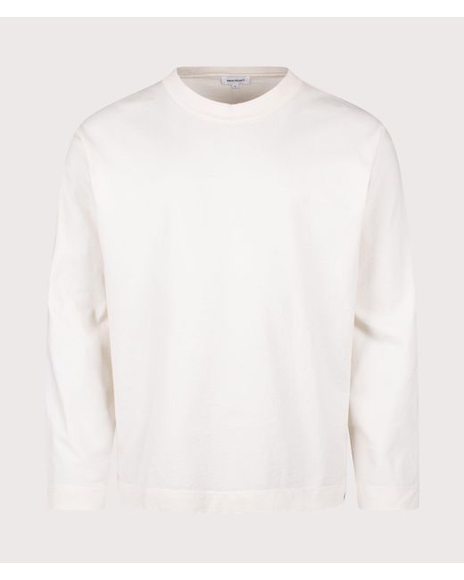 Norse Projects White Relaxed Fit Isefjord Compact Long Sleeve T-Shirt for men