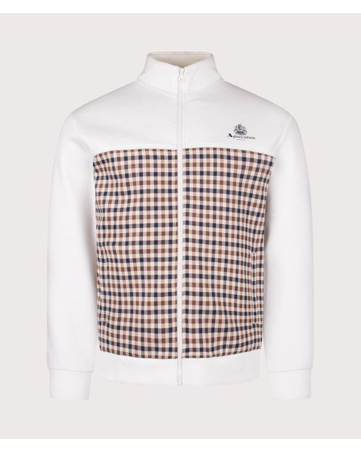 Aquascutum White Scuba Insert Mockneck Track Top for men