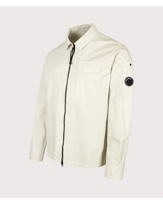 C P Company Natural Organic Gabardine Zipped Lens Overshirt for men
