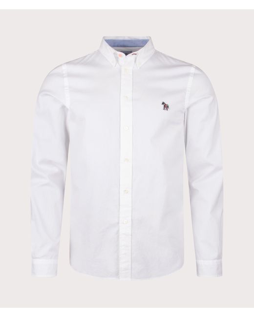 Paul Smith White Slim Fit Long Sleeve Zebra Shirt for men