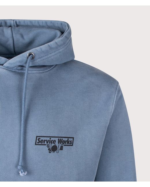 Service Works Blue Loopback Trademark Hoodie for men