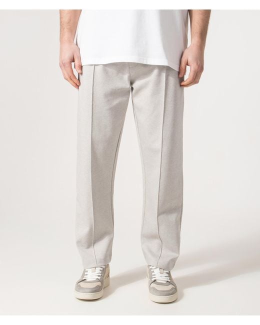 Boss White Relaxed Fit Twist Pleated Pants for men