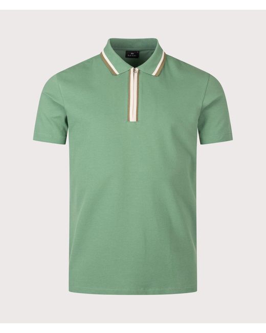 Paul Smith Green Regular Fit Quarter Zip Polo Shirt for men