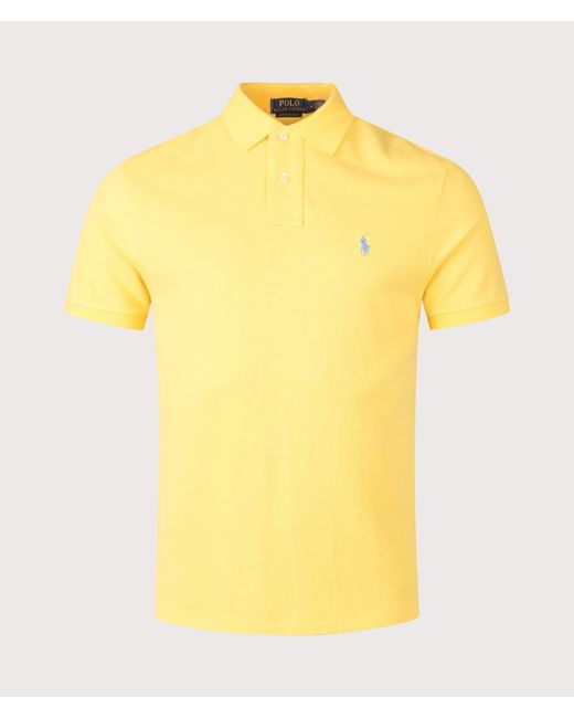 Polo Ralph Lauren Yellow Custom Slim Fit Mesh Polo Shirt for men