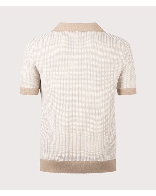 HUGO Natural Johnny Collar Knitted Polo Shirt for men