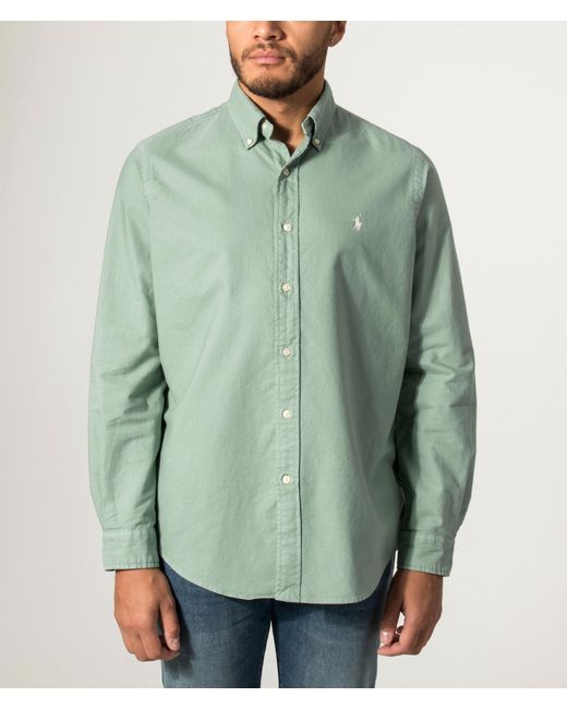 Polo Ralph Lauren Green Custom Fit Garment-Dyed Oxford Shirt for men