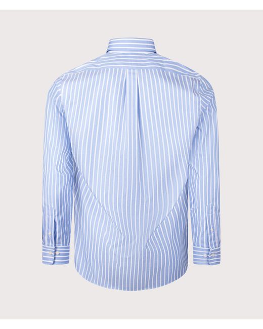 Polo Ralph Lauren Blue Custom Fit Striped Pinpoint Oxford Shirt for men